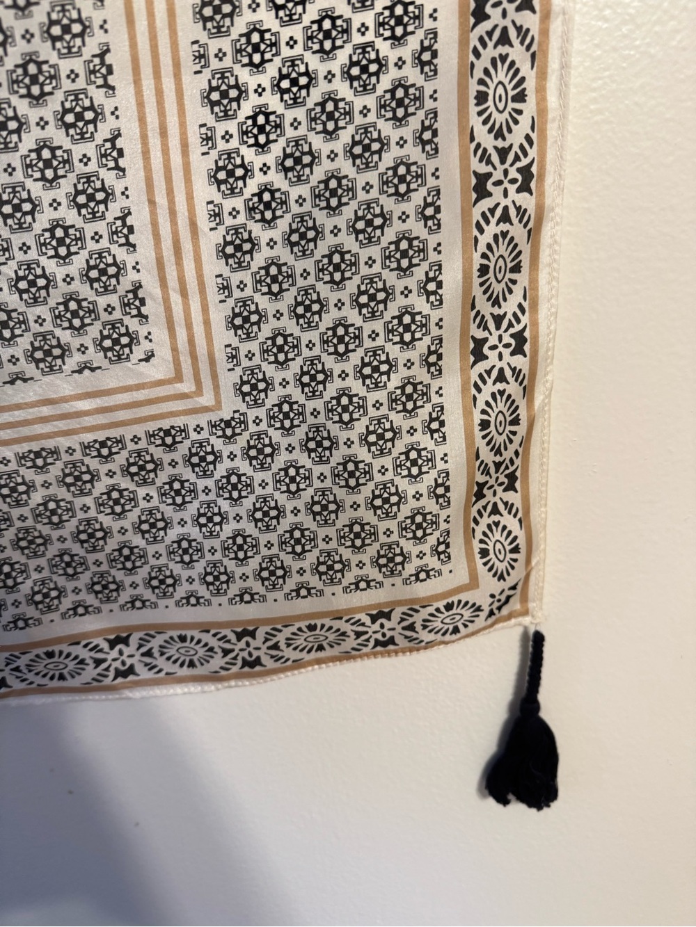 Aerie Patterned 100% Silk Scarf with Tassels - Picture 2 of 3